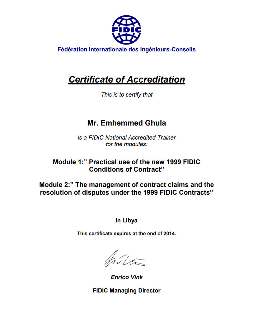 FIDIC National Accredited Trainer